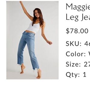 Free People Maggie Mid-Rise Straight Leg Jeans